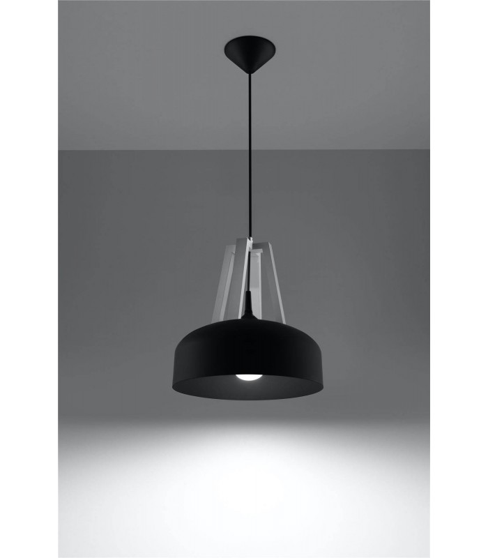 1 Light Dome Ceiling Pendant Black, White, E27 - 2