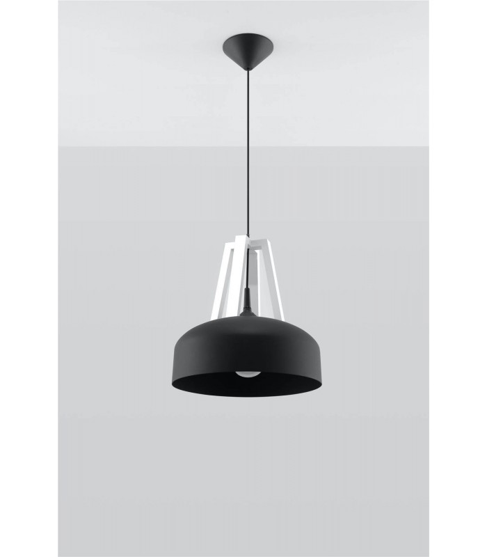 1 Light Dome Ceiling Pendant Black, White, E27 - 3