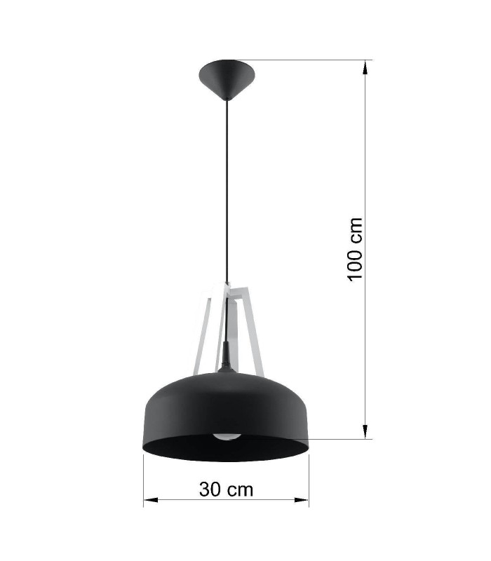 1 Light Dome Ceiling Pendant Black, White, E27 - 4