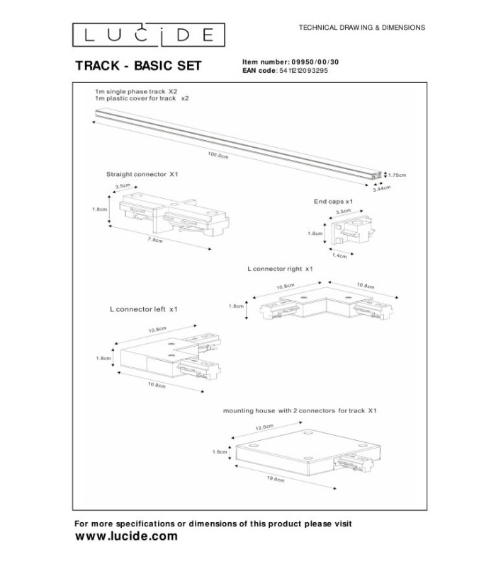 TRACK Starter set - 1-circuit Track lighting system - 2 meters - Black-21