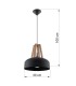 1 Light Dome Ceiling Pendant Black, Natural Wood, E27 - 2