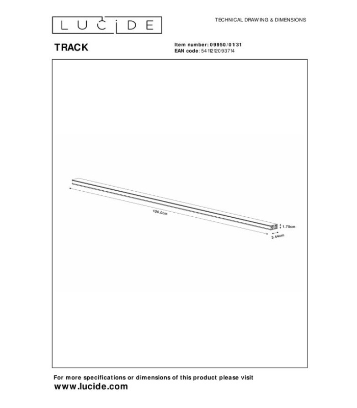 TRACK Track - 1-circuit Track lighting system - 1 meter - White (Extension)-5