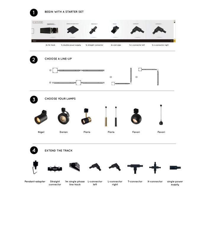 TRACK Power supply - 1-circuit Track lighting system - Single/Double - Black (Extension)-6