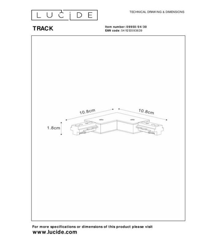 TRACK L-connector - 1-circuit Track lighting system - Right - Black (Extension)-5