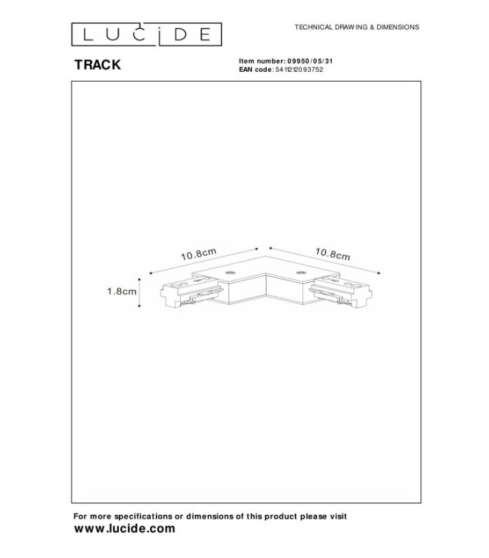 TRACK L-connector - 1-circuit Track lighting system - Left - White (Extension)-5