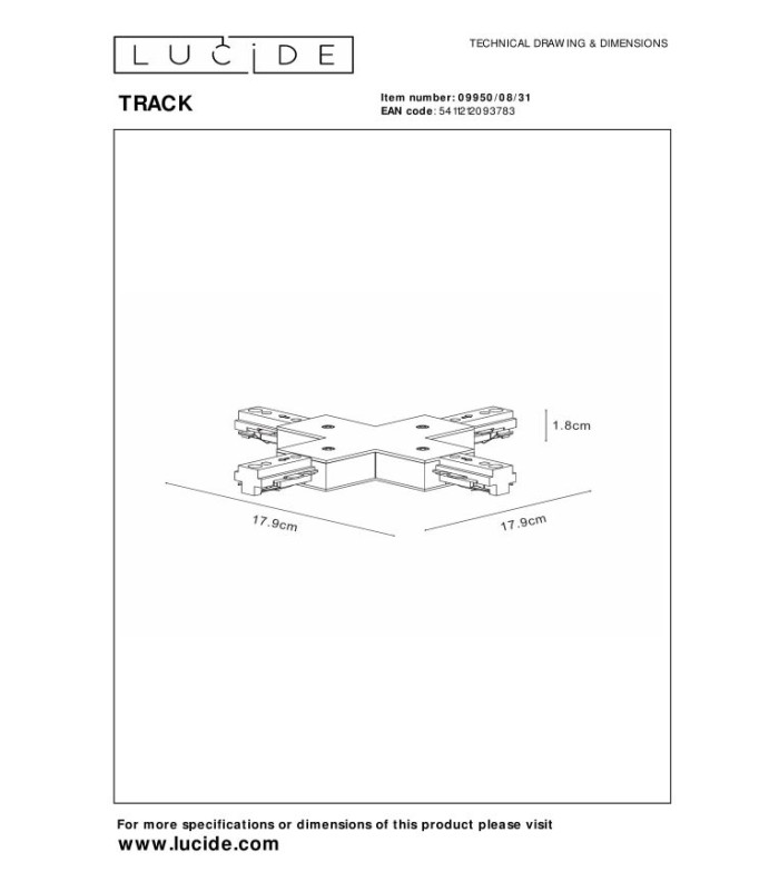 TRACK X-connector - 1-circuit Track lighting system - White (Extension)-4