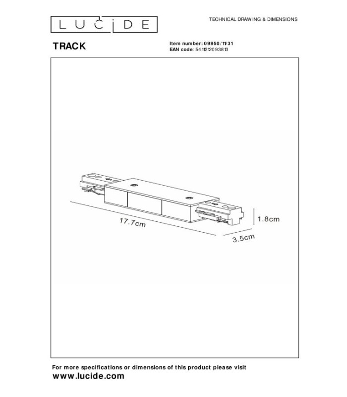 TRACK Power supply - 1-circuit Track lighting system - Double - White (Extension)-3