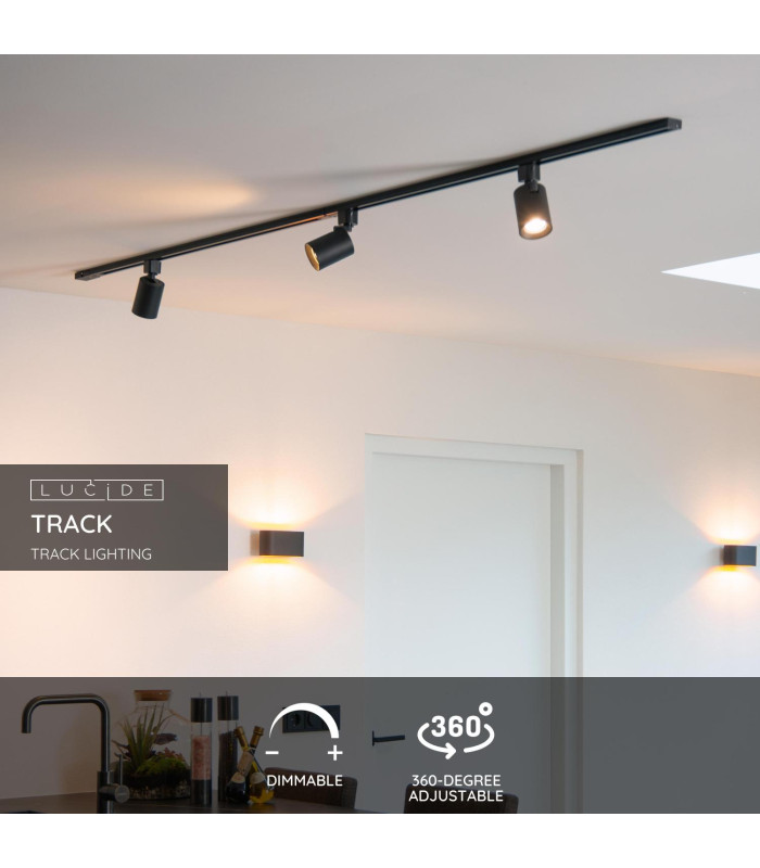 TRACK NIGEL Track spot - 1-circuit Track lighting system - 1xGU10 - Black (Extension)-2