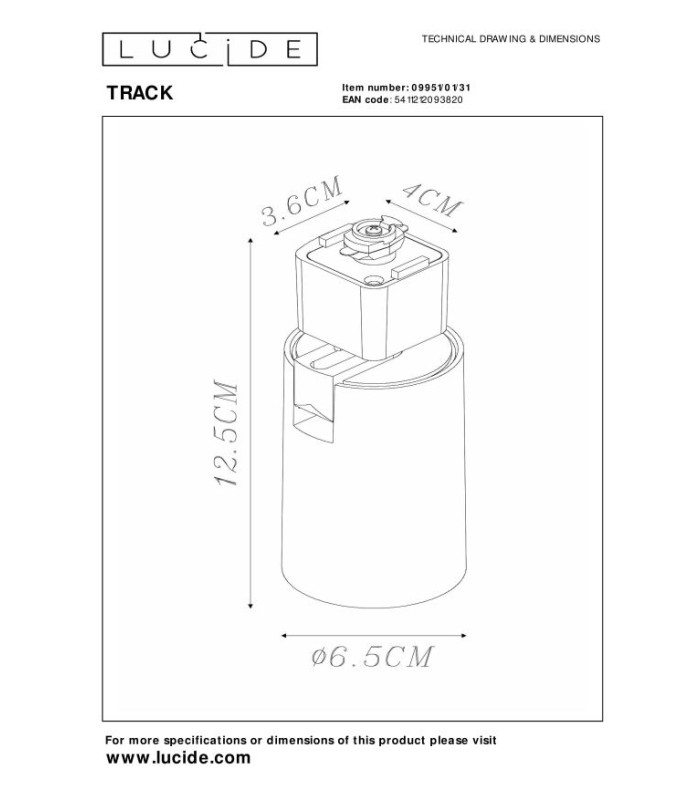 TRACK NIGEL Track spot - 1-circuit Track lighting system - 1xGU10 - White (Extension)-8