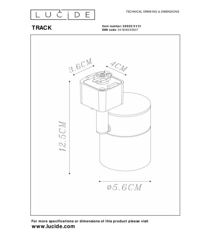 TRACK FLORIS Track spot - 1-circuit Track lighting system - 1xGU10 - White (Extension)-11