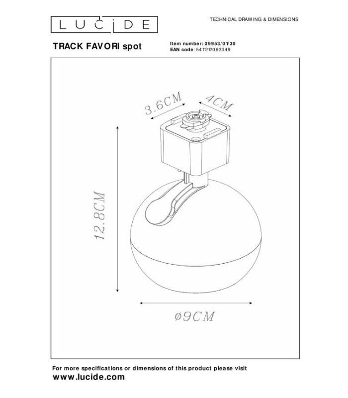 TRACK FAVORI Track spot - 1-circuit Track lighting system - 1xGU10 - Black (Extension)-14