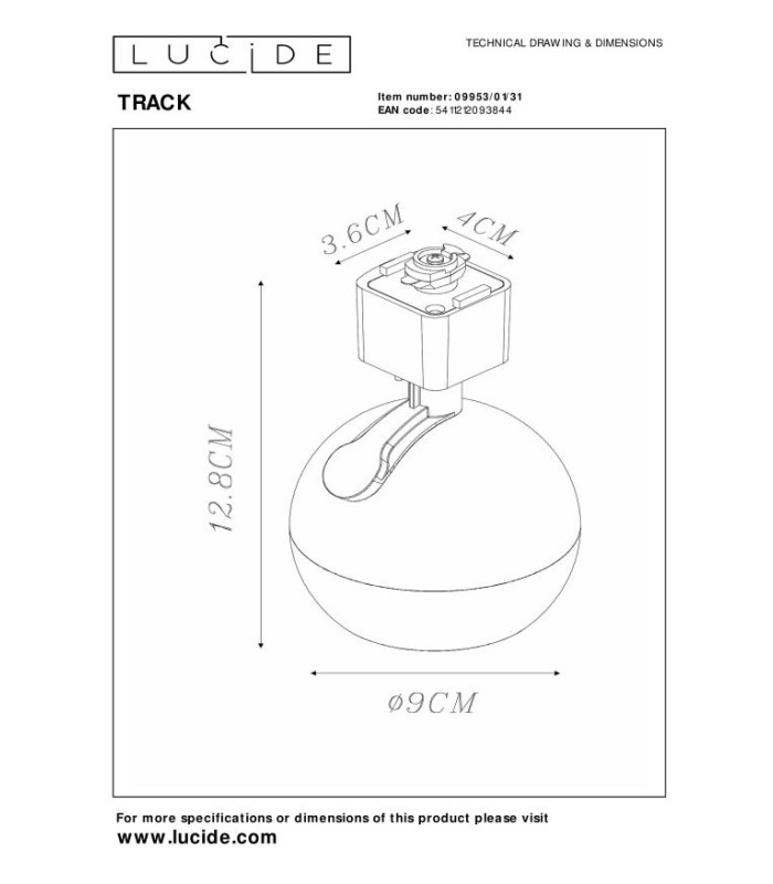 TRACK FAVORI Track spot - 1-circuit Track lighting system - 1xGU10 - White (Extension)-11