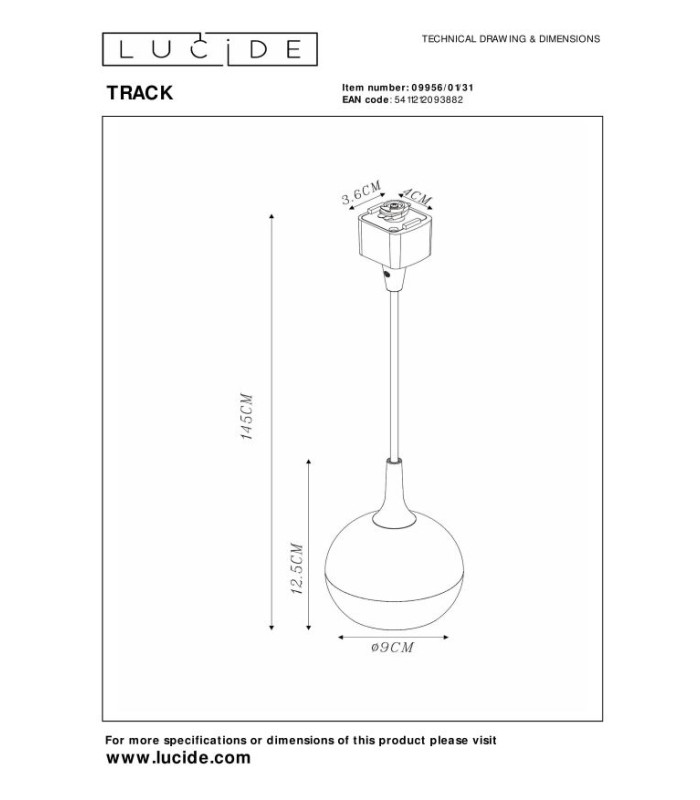 TRACK FAVORI pendant - 1-circuit Track lighting system - 1xGU10 - White (Extension)-10