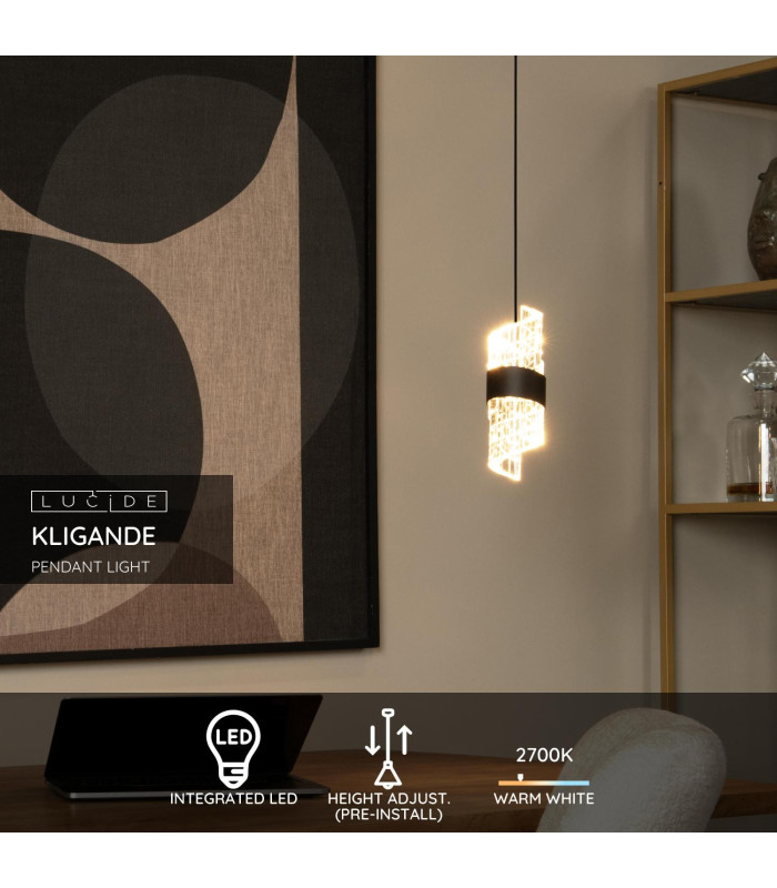KLIGANDE - Pendant light - 13 cm - LED - 1x9W 2700K - Black-2