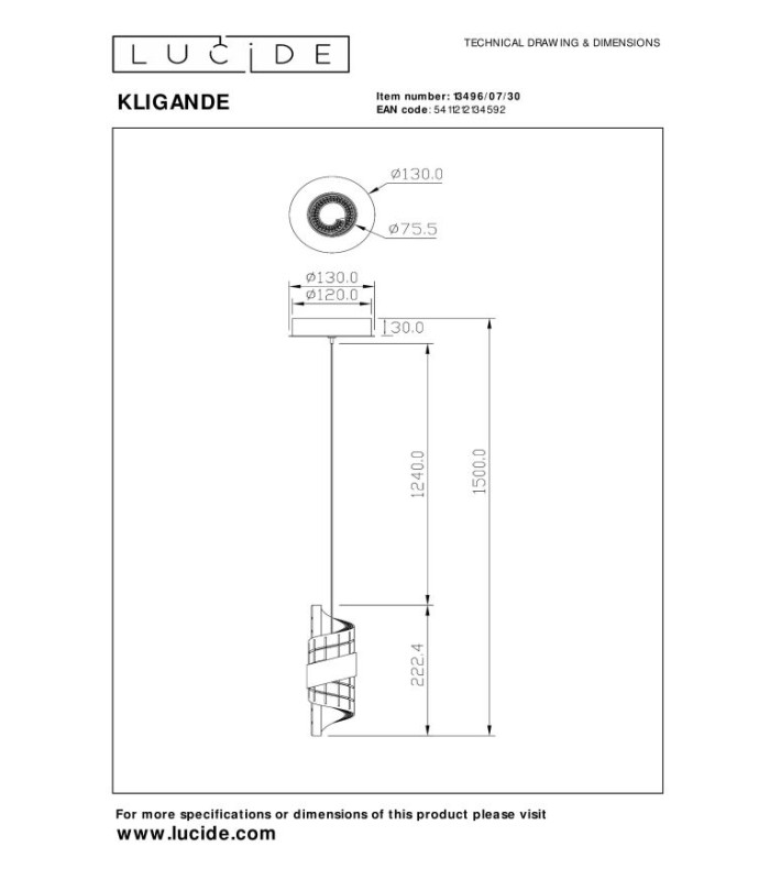 KLIGANDE - Pendant light - 13 cm - LED - 1x9W 2700K - Black-8