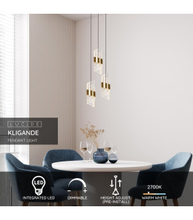 KLIGANDE - Pendant light - 25 cm - LED Dim. - 3x8W 2700K - Matt Gold / Brass-2