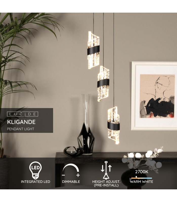 KLIGANDE - Pendant light - 25 cm - LED Dim. - 3x8W 2700K - Black-2