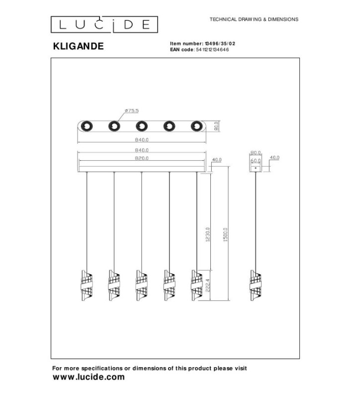 KLIGANDE - Pendant light - LED Dim. - 5x7