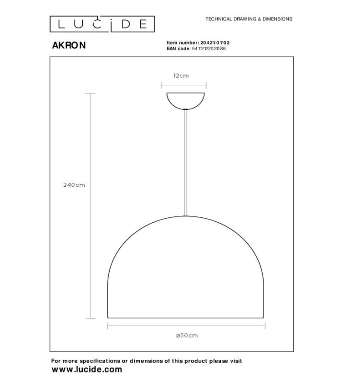 AKRON - Pendant light - 50 cm - 1xE27 - Matt Gold / Brass-8