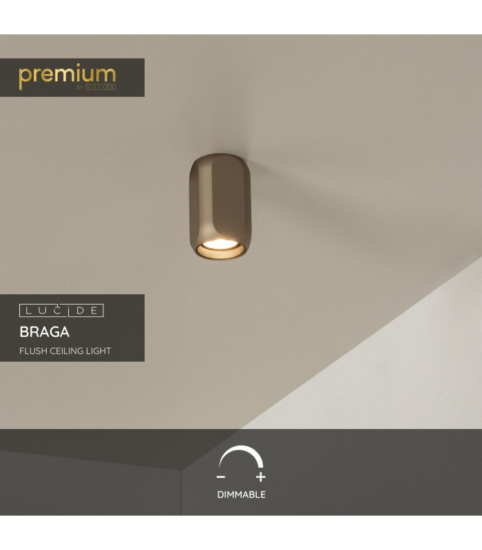 BRAGA - Flush ceiling light - 1xGU10 - Coffee-2