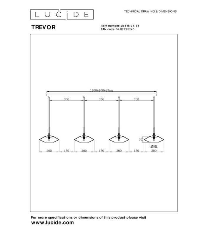 TREVOR - Pendant light - 4xG9 - Opal-4