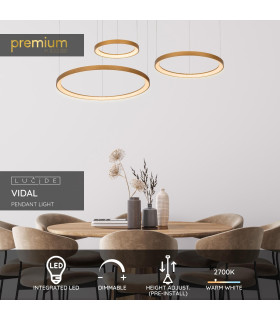 VIDAL - Pendant light - 78 cm - LED Dim. - 1x120W 2700K - Matt Gold / Brass-2