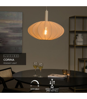 CORINA - Pendant light - 50 cm - 1xE27 - Cream-2