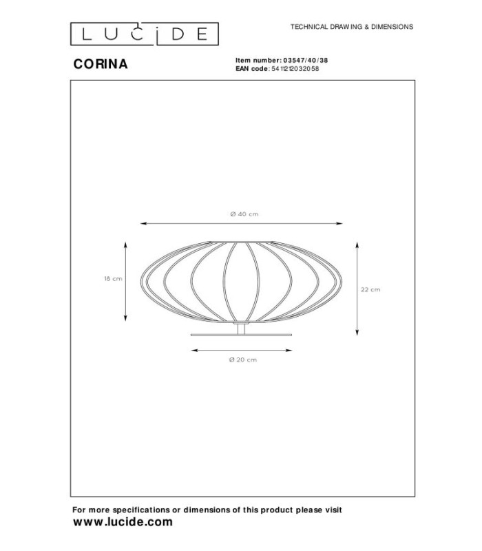 CORINA - Table lamp - 40 cm - 1xE27 - Cream-5