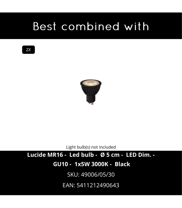 Lucide BONDI - Wall spotlight - 2xGU10 - Black