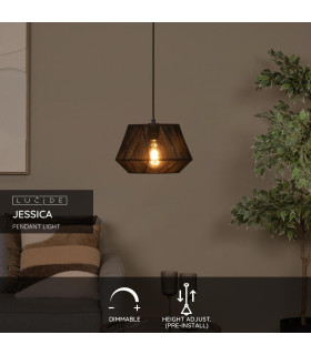 JESSICA - Pendant light - 1xE27 - Black-2