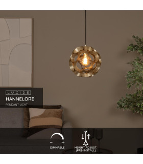 HANNELORE - Pendant light - 30 cm - 1xE27 - Matt Gold / Brass-2