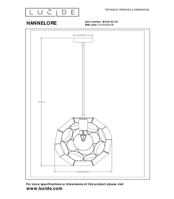 HANNELORE - Pendant light - 30 cm - 1xE27 - Matt Gold / Brass-5