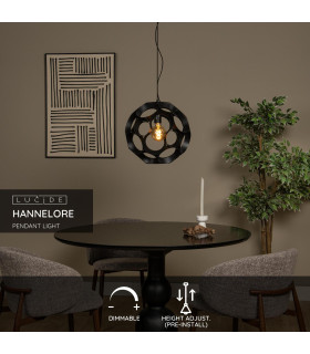 HANNELORE - Pendant light - 40 cm - 1xE27 - Black-2