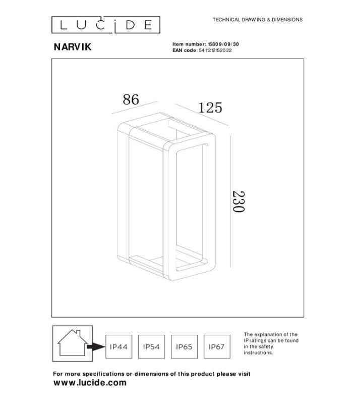 NARVIK - Wall light Outdoor - LED - 1x9