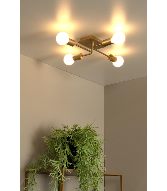 LESTER - Flush ceiling light - 4xE27 - Matt Gold / Brass-4