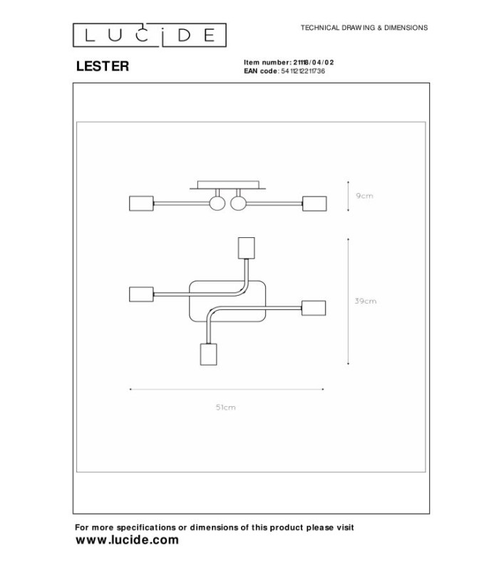 LESTER - Flush ceiling light - 4xE27 - Matt Gold / Brass-9