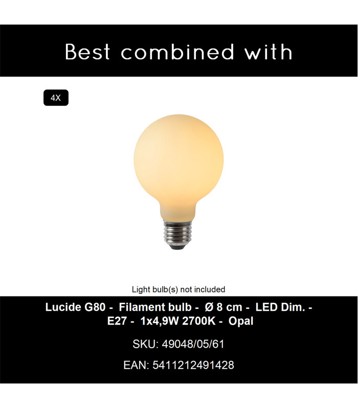 Lucide LESTER - Flush ceiling light - 4xE27 - Matt Gold / Brass