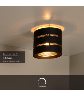 ROSAS - Flush ceiling light - 26 cm - 1xE27 - Black-2