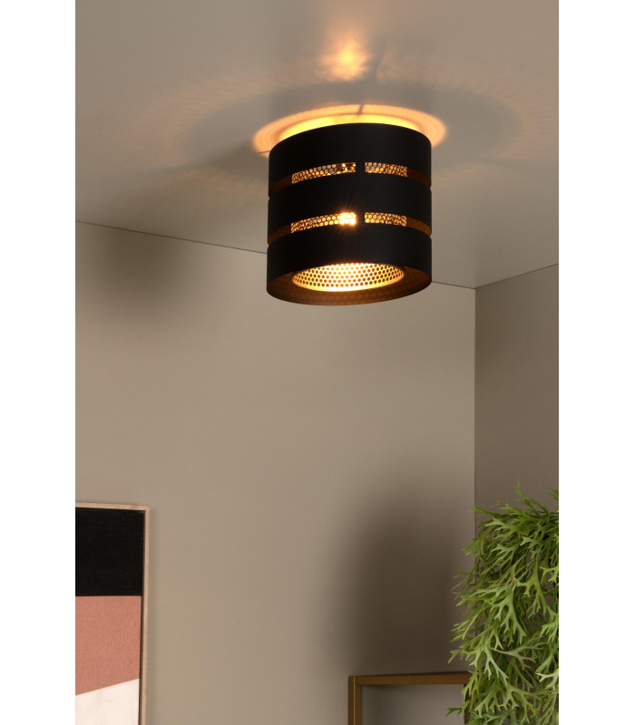 ROSAS - Flush ceiling light - 26 cm - 1xE27 - Black-4