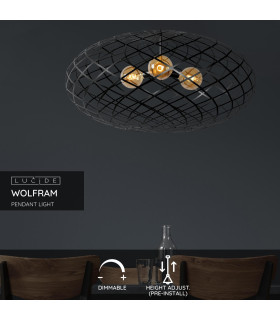 WOLFRAM - Pendant light - 100 cm - 3xE27 - Black-2