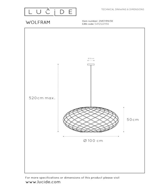 WOLFRAM - Pendant light - 100 cm - 3xE27 - Black-6