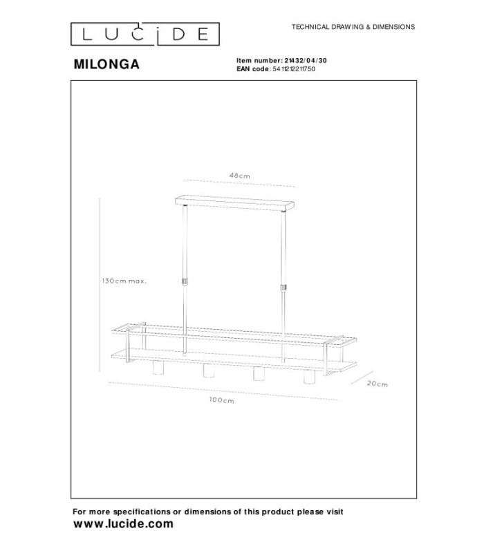 MILONGA - Pendant light - 4xE27 - Black-9