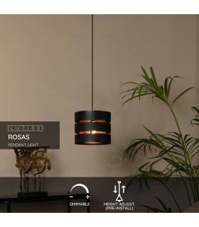 ROSAS - Pendant light - 26 cm - 1xE27 - Black-2