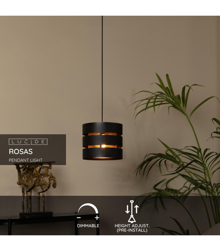 ROSAS - Pendant light - 26 cm - 1xE27 - Black-2
