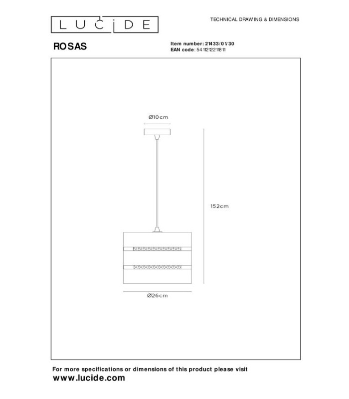 ROSAS - Pendant light - 26 cm - 1xE27 - Black-8