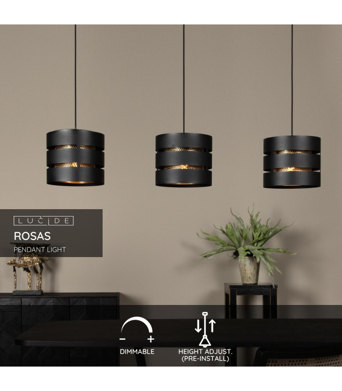 ROSAS - Pendant light - 3xE27 - Black-2