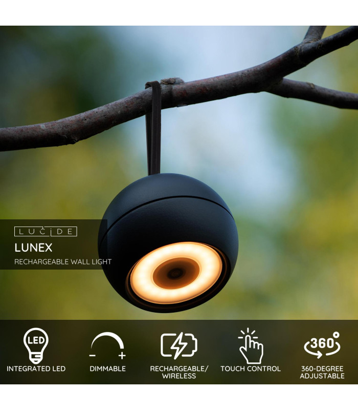 LUNEX - Wall light Outdoor - LED Dim. - 1x2W 3000K - IP54 - With magnetic mounting system - Black-2