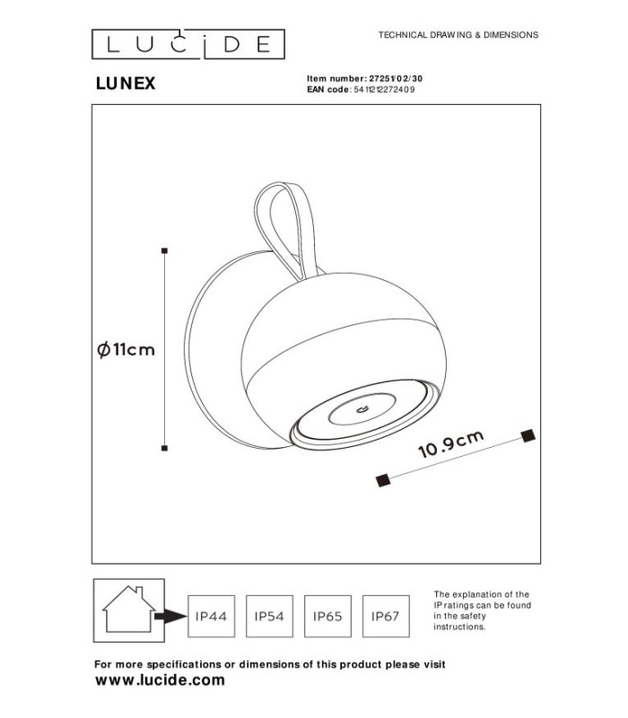 LUNEX - Wall light Outdoor - LED Dim. - 1x2W 3000K - IP54 - With magnetic mounting system - Black-8