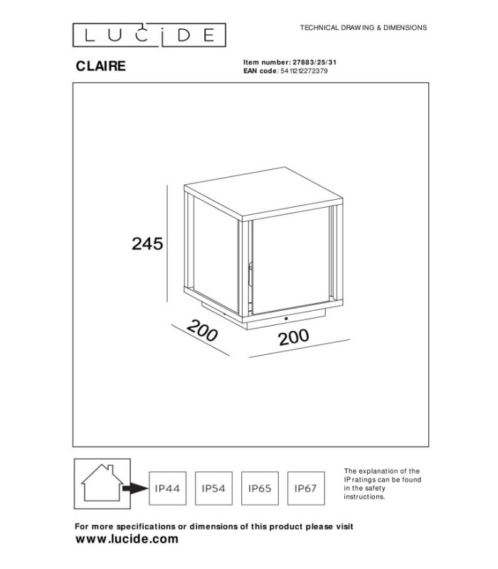 CLAIRE - Bollard light Outdoor - 1xE27 - IP54 - White-4