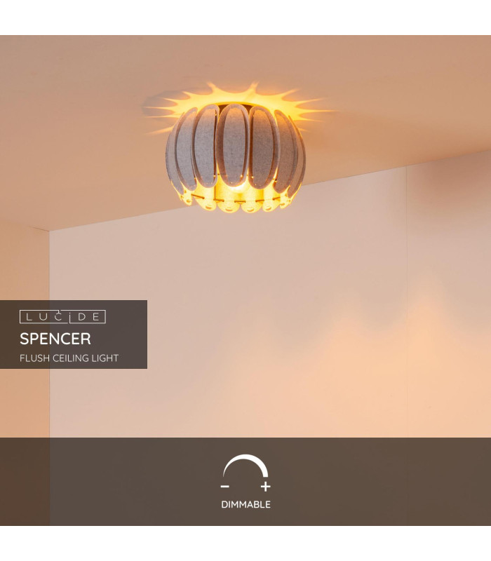 SPENCER - Flush ceiling light - 30 cm - 1xE27 - Grey-2
